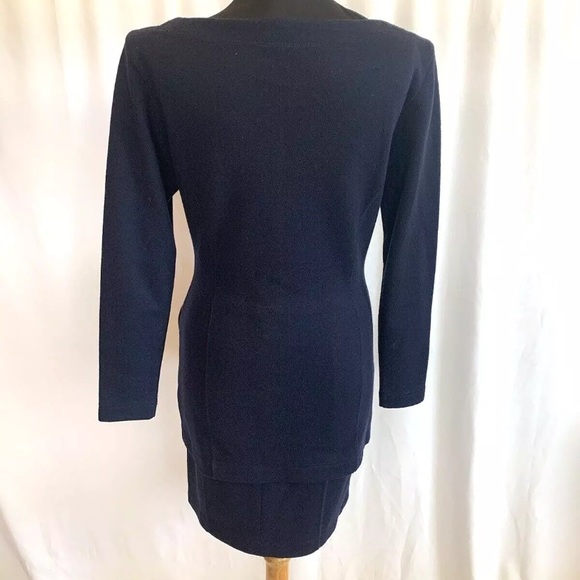 Novespazio Noboru Yamafuji Navy Knit Skirt Suit - Size Extra Small - Picture 4 of 5